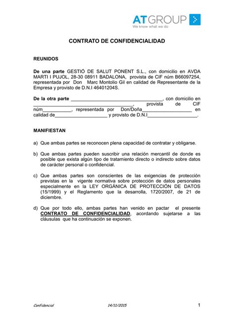 Contrato De Confidencialidad Ejemplo