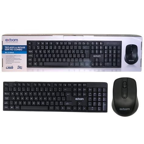 Teclado E Mouse Sem Fio Wireless Abnt Ii Ghz Multim Dia Exbom Bk