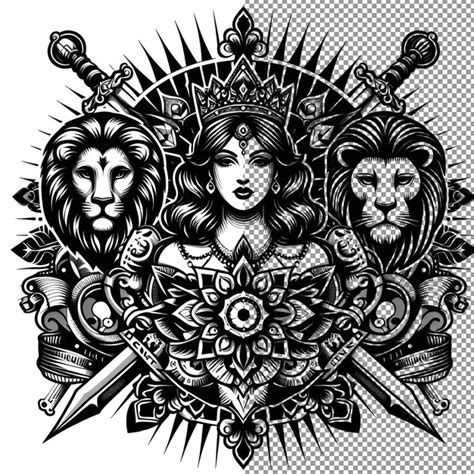 Royal Ink Elegance Vector Design De Tatuagem Da Rainha Em Fundo