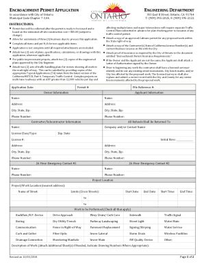 Fillable Online Fillable Online Encroachment Permit Application