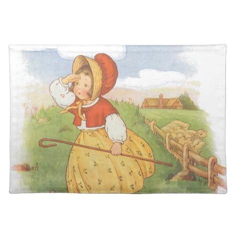 Vintage Little Bo Peep Mother Goose Nursery Rhyme Placemat