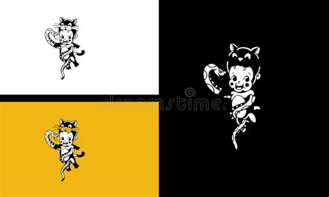 Head Cat And Snake Vector Line Art Design Stock Vector Illustration