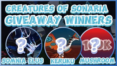 Creatures Of Sonaria Giveaway Winners Somnia Elus Keruku Mushroom