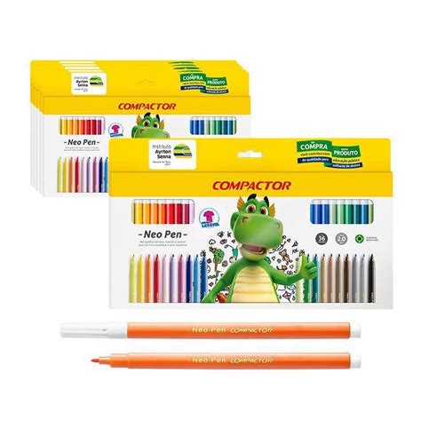 Compactor 36 Cores - Caneta Hidrográfica Compactor Neo-Pen Gigante 36 Cores Compactor ...