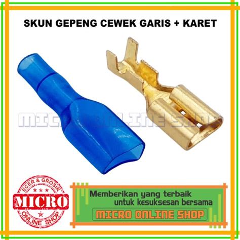 Jual Skun Gepeng Cewek Besar Model Garis 1 SET Dan Karet Skun Kabel