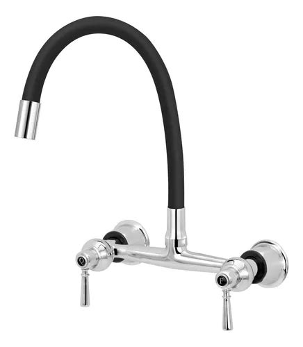 Grifo Mezclador De Pared De Cocina Flexible Negro Gourmet Mercadolibre