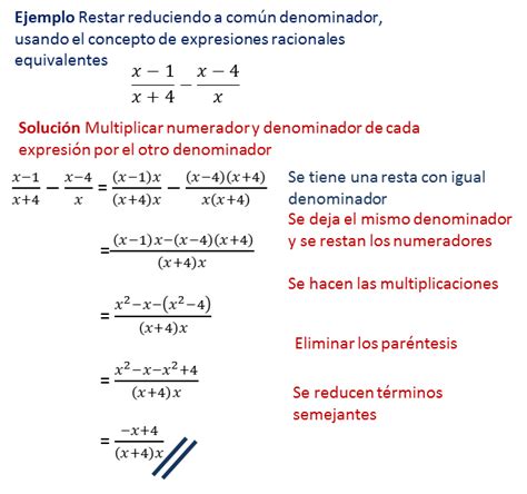 SUMA Y RESTA DE EXPRESIONES RACIONALES