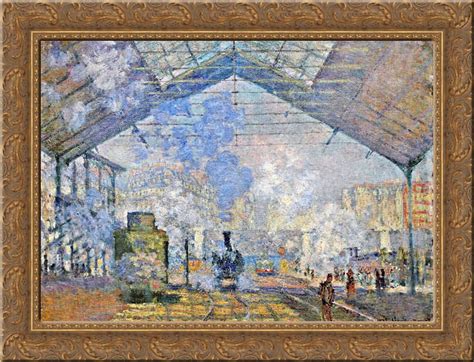 Saint Lazare Station Exterior View 24x20 Gold Ornate Wood Framed