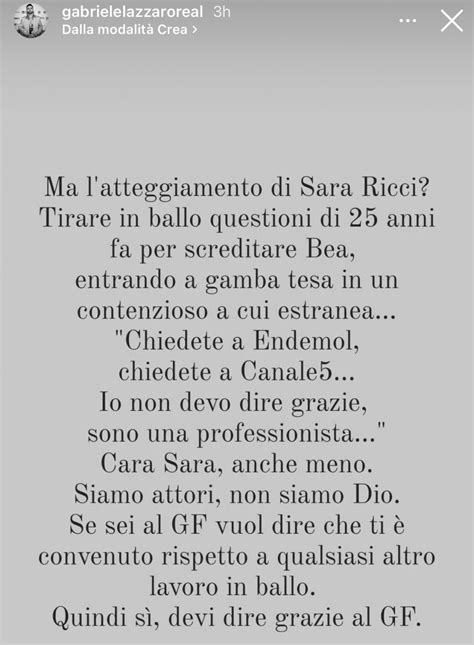 Ex Attore Di Vivere Su Sara Ricci Arrogante Stesso Atteggiamento Di