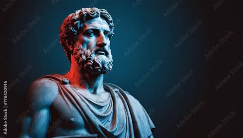 stoic greek philosopher thinking statue  gradient color background