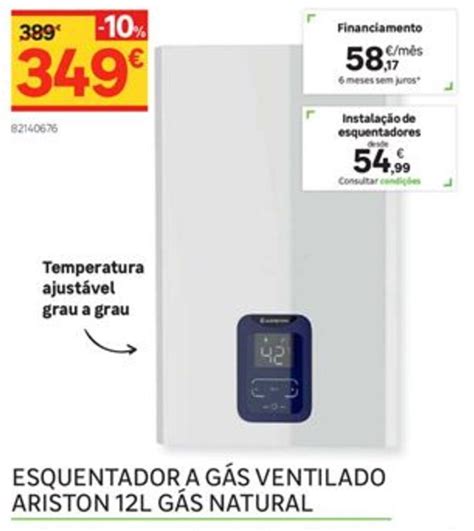 Promoção Esquentador a Gás Ventilado Ariston 12L Gás Natural em Leroy