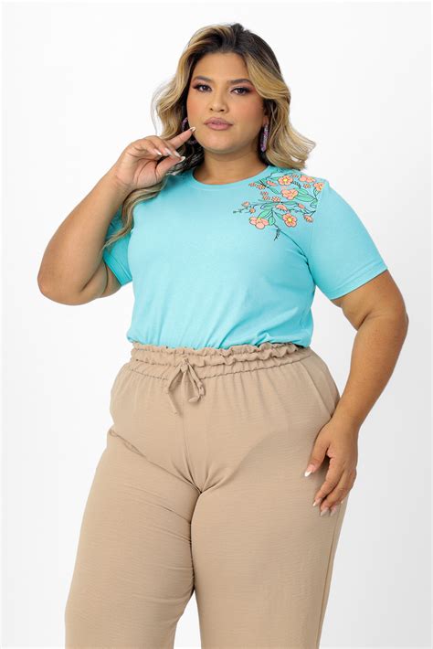 T Shirt Plus Size Flores Verde Jade Atacado Tshirt Use Criativa