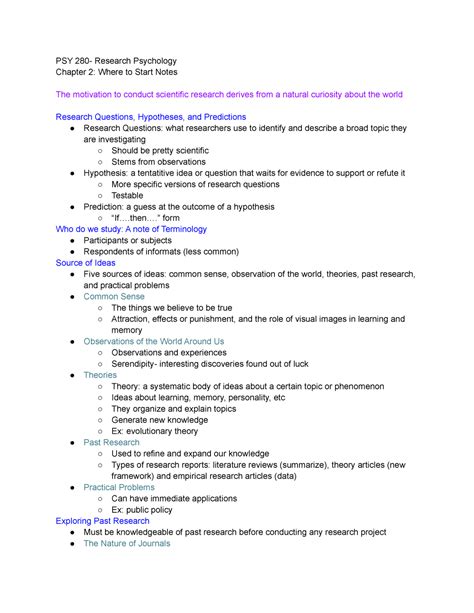 Chapter 2 Notes Dr Megan Meyer Psy 280 Research Psychology Chapter 2 Where To Start Notes