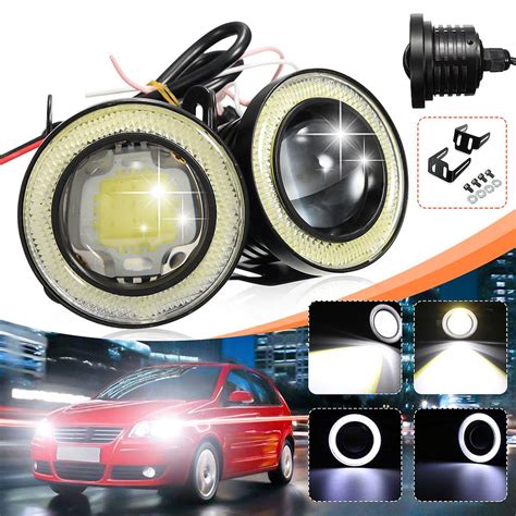 Cheap 2 PCS 2 5 Inch 64mm Pair Universal Car COB Angel Eyes Fog Lights