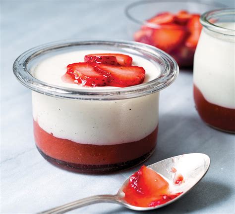 Greek Yogurt Panna Cotta With Strawberry Rhubarb Sauce Andrew Zimmern