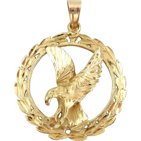 Estate 10K Yellow Gold Eagle Victory Freedom Patriotic Pendant Gold