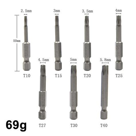 7pc Hexagonal Handle Five Star Hollow Screwdriver Head With Hole S2