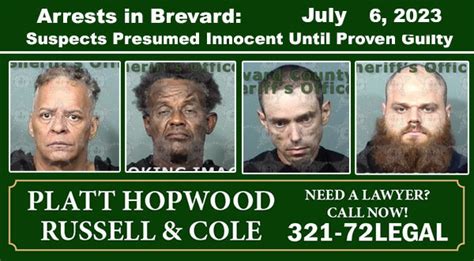 Arrests In Brevard County July Suspects Presumed Innocent