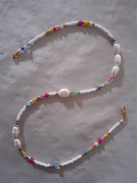 Freshwater Pearl And Bead Necklace Pearl And Colourful Beads Necklace