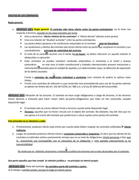 Contratos 2do Parcial CONTRATOS SEGUNDO PARCIAL EFECTOS DE LOS