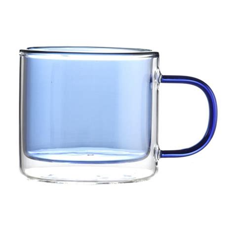 Multi Colors Glass Coffee Mug With Handle Double Wall Glass Coffee