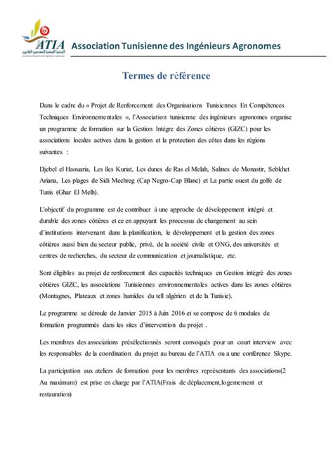 Termes De Référence Pdf