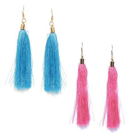 Buy Fabula Jewellery Combo Of Sea Blue Pink Fashion Tassel Drop