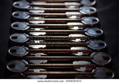 Set Identical Keys On Black Background Stock Photo 1048585955