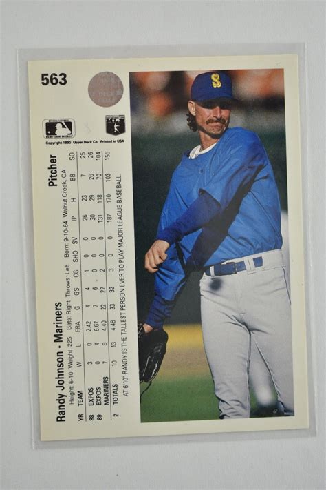 1990 Upper Deck Randy Johnson 563 Baseball Card Seattle Mariners Mint