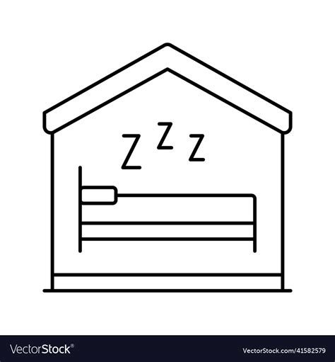 Sleeping In Bed Line Icon Royalty Free Vector Image