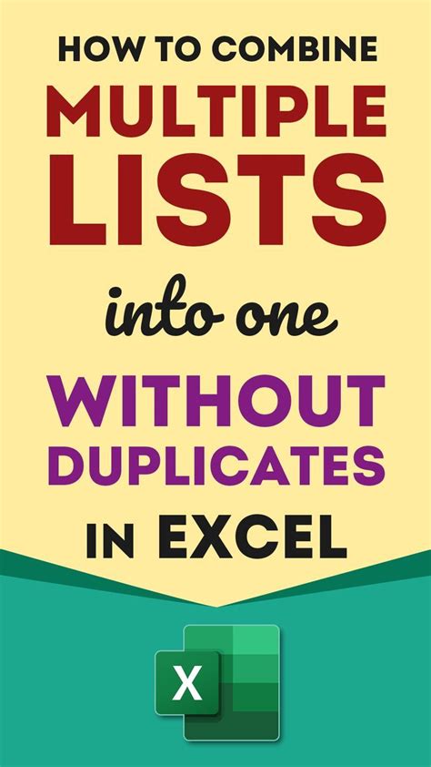 Combine multiple lists into one without duplicates in Excel | Microsoft excel tutorial, Excel ...