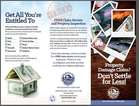 Advanced Public Insurance Adjusters Brochure And Postcard