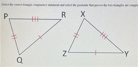 Solved Select The Correct Triangle Congruence Statement And