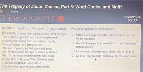 Solved The Tragedy Of Julius Caesar Part Word Choice And Motif