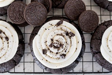 Oreo Cookie With Cream Cheese Frosting Swirl And Oreo Crumbs On Top