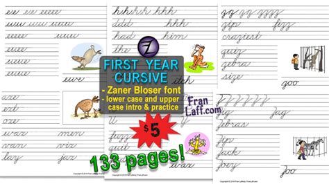 First Year Cursive Zaner Bloser Style Font Franlaff