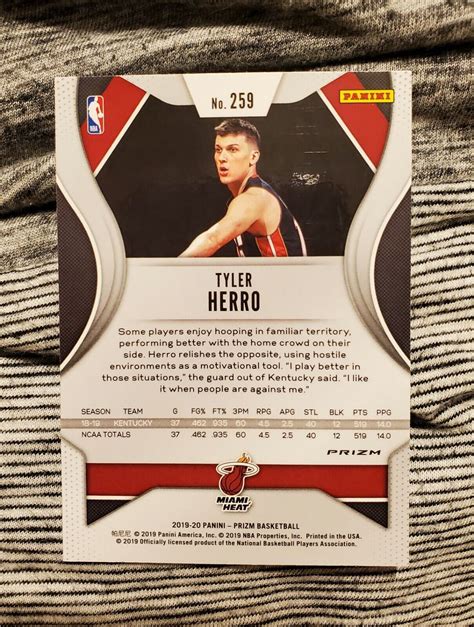 TYLER HERRO 2019 20 PANINI SILVER PRIZM ROOKIE CARD RC 259 MIAMI