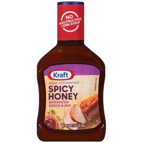 Kraft Slow Simmered Spicy Honey Barbecue Sauce And Dip 18 Oz Bottle Pack Of 14