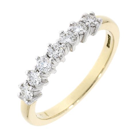 18ct Gold Claw Set Diamond 0 33ct Seven Stone Half Eternity Ring TB