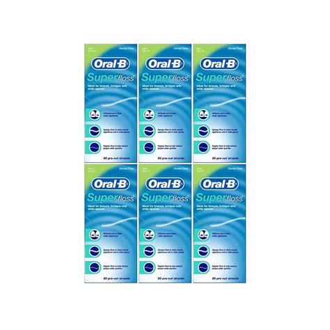 Oral B Super Floss Mint Dental Floss For Braces Bridges 50 Strips Pack Of 6