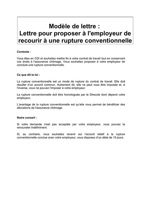 Lettre De Rupture De Contrat De Travail