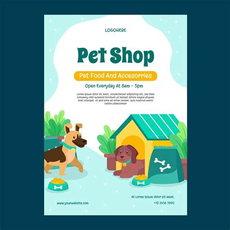 Plantilla De Tienda De Mascotas Dibujada A Mano Vector Gratis