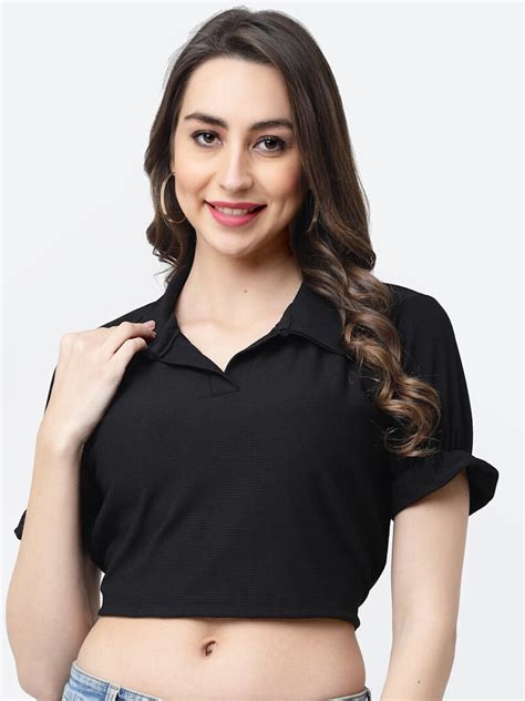 Buy Miss Ayse Shirt Collar Crop Top Tops For Women 21592792 Myntra