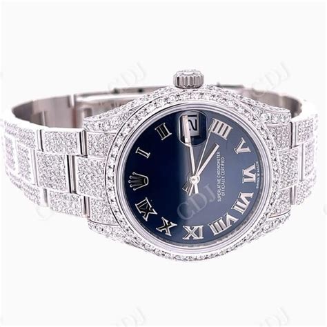 Luxury Blue Dial Rolex Diamond Watch – customdiamjewel