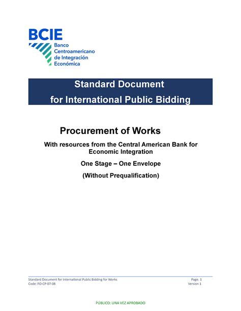 Standard Document For International Public Bidding For Works Standard