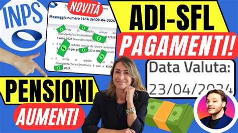 INPS PAGA23 APRILE ADI SFL AUU NUOVE DATE AUMENTO PENSIONINOVITÀ