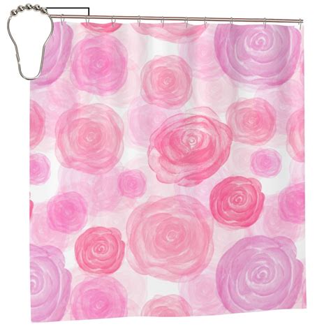 Yfyang Waterproof Bathroom Shower Curtain Pink Watercolor Roses Shower