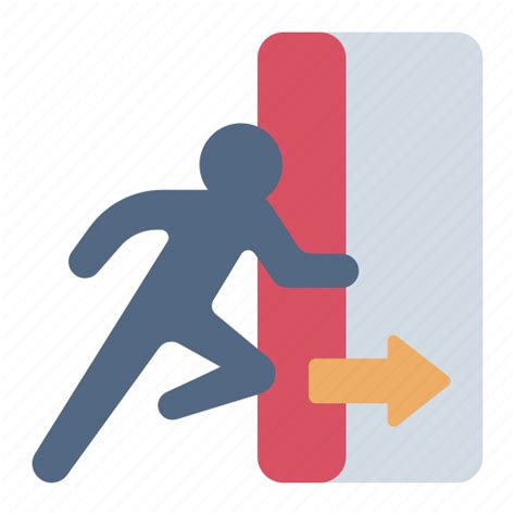 Evacuate Exit Escape Emergency Door Safety Run Icon Download On