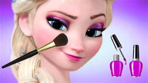 Disney Princess Elsa Anna Makeup Tutorial Dress Up For Kids Youtube