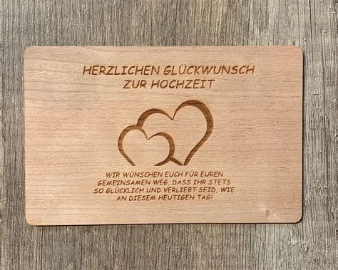 Grußkarte aus Holz Geschenk Karte Hochzeit Herzlichen Glückwunsch zur